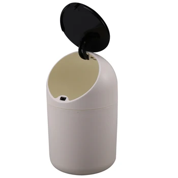 

Mini Waste Bin Desktop Garbage Basket Table Home Trash Can Roll Press with Lid Creative Cute Desktop Trash Home Living Room-Blac