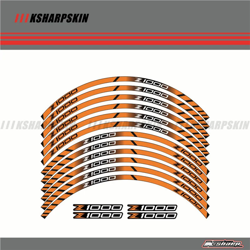 12 X толстый край внешний обод наклейки в полоску колесные наклейки подходят для всех kawasaki Z1000