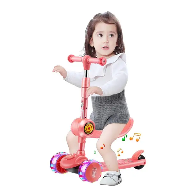 Children wheel kick scooter aluminum alloy skateboard kids adjustable height flashing light wheel foot scooters