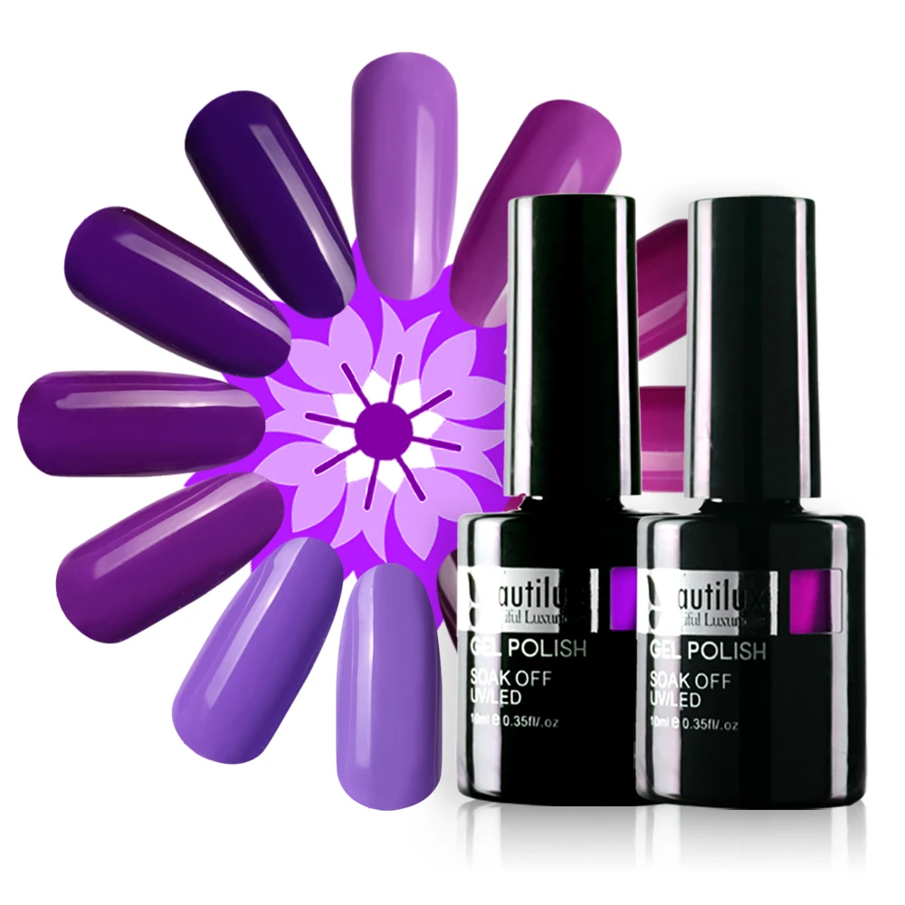 

Beautilux Brand 1pc Purple Violet Lavender Color Soak Off UV LED Nail Gel Polish Gels Nail Varnish Lacquer Enalmel 10ml