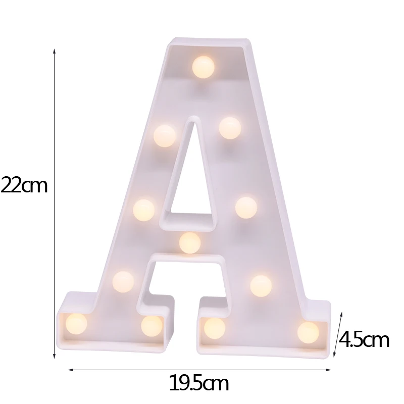 Светодиодный светильник 16-22 см с буквенным алфавитом, сердечком, буквенным орнаментом, стоящей буквенной лампой для детского душа, дня рождения, свадьбы, Дня Святого Валентина, подарок - Цвет: A