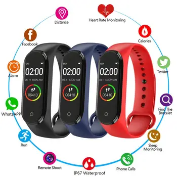 

M4 Smart Bracelet Waterproof Pedometer Monitor Sports Heart Rate Monitor Counter Walking Fitness Wrist Band Watch Wristband
