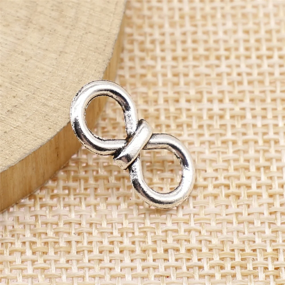 

free shipping 72pcs 9x19mm antique silver Double ring connector charms diy retro jewelry fit Earring keychain hair card pendant