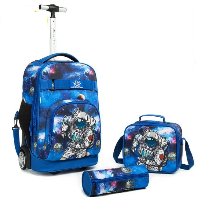 kids School backpack On wheels Trolley backpacks bags for girls Children School Rolling backpack bag boy's Wheeled backpack bag 1