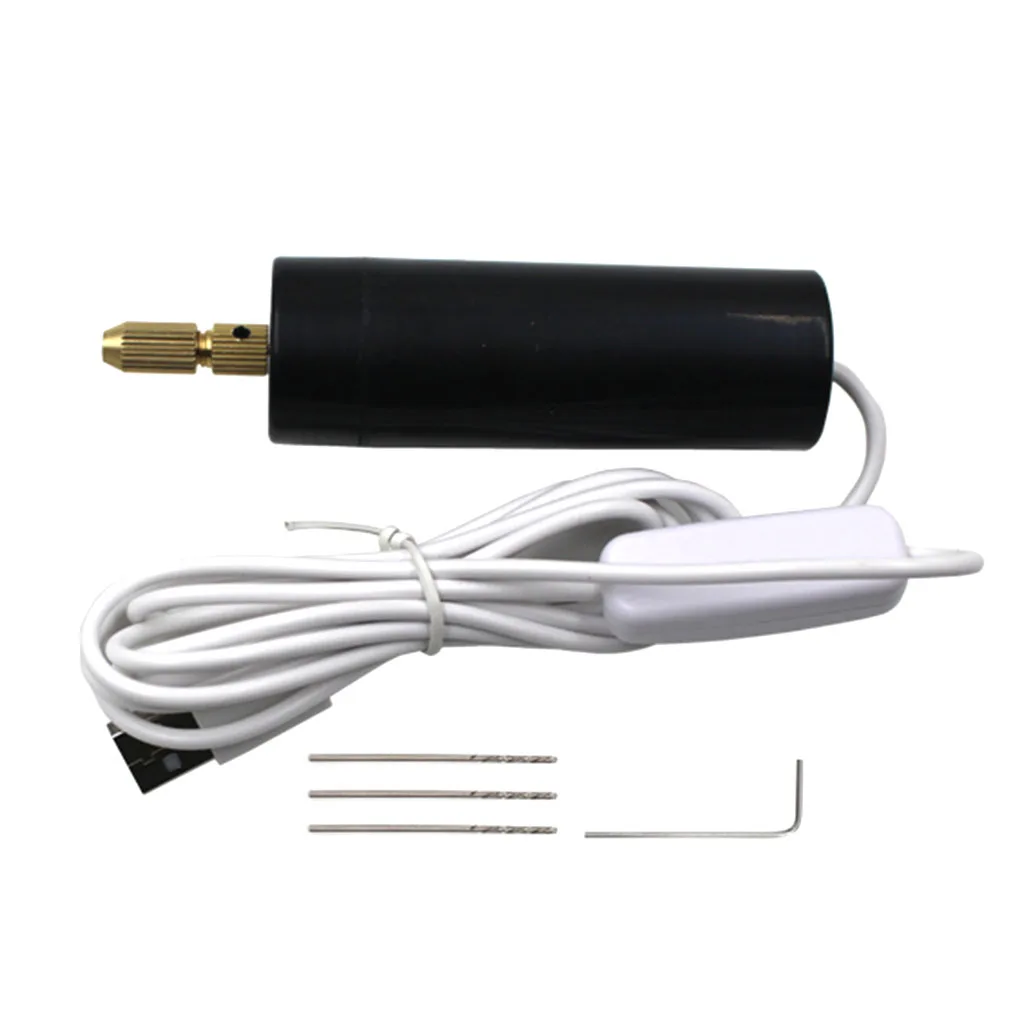 

Portable Mini Electric Hand Drill Micro USB Small Drill Chuck Tools with 3pc Bits