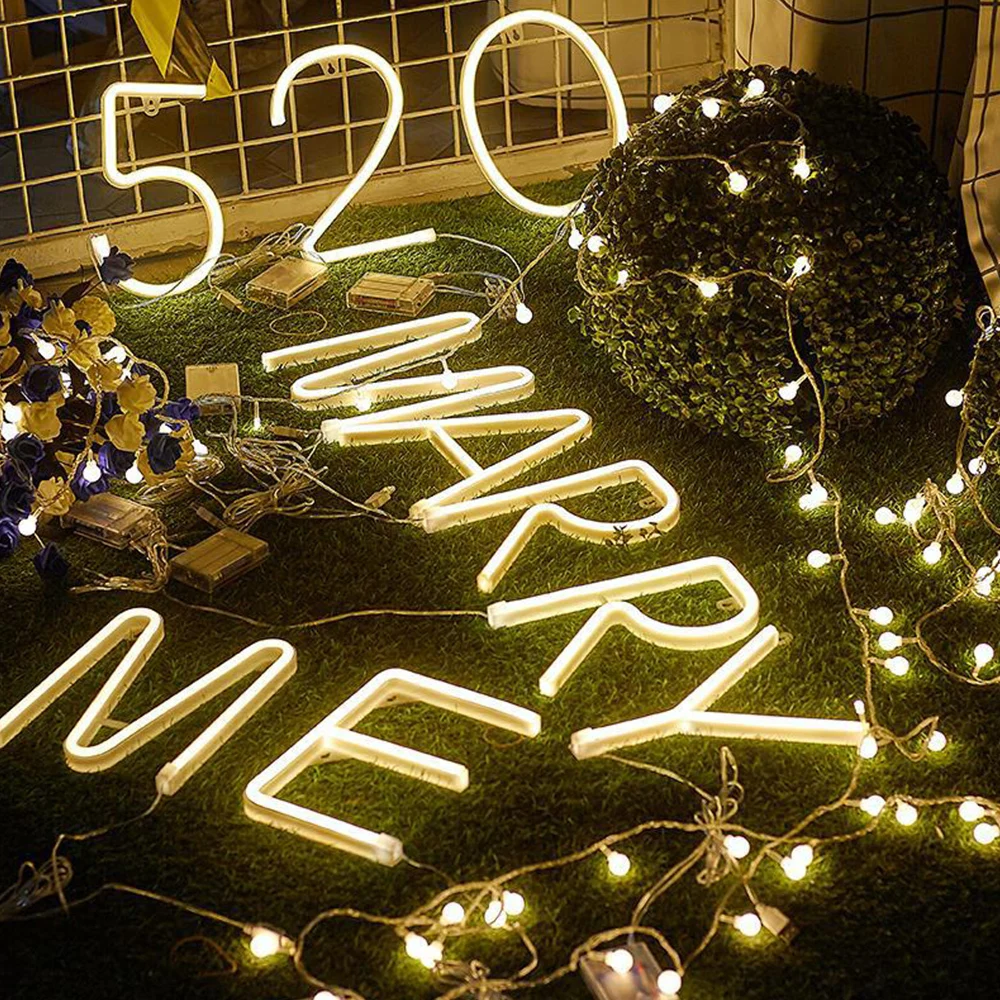 

LED 26 Letters Number Night Light Neon Alphabet Lamp Change For Birthday Wedding Party Holiday DIY Bedroom Wall Hanging Decor