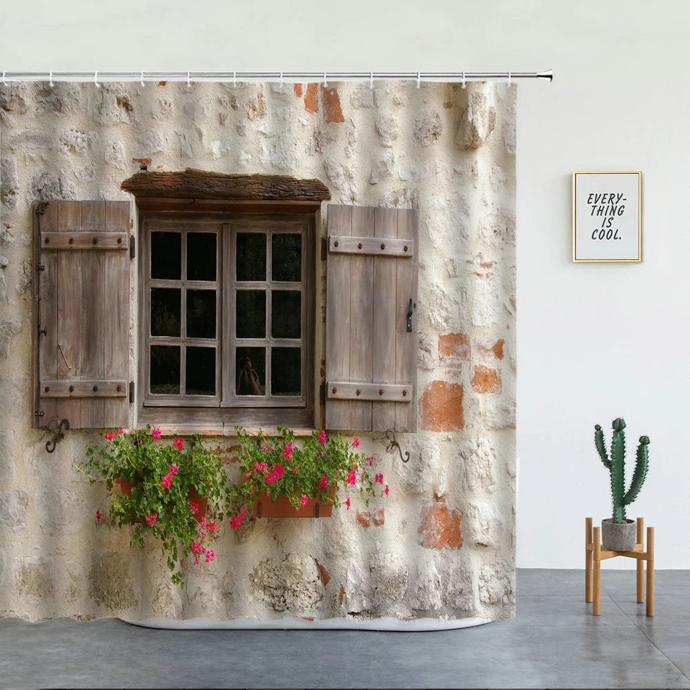 3D European Rural Town Street Landscape Printing Shower Curtain For Bathroom Curtains Waterproof Polyester Home Decor With Hooks