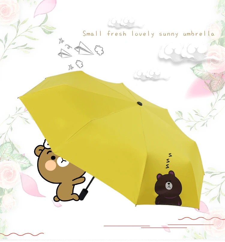 Детский прекрасный зонт от солнца, зонтик от солнца с изображением животных из мультфильмов, складной зонт для студентов