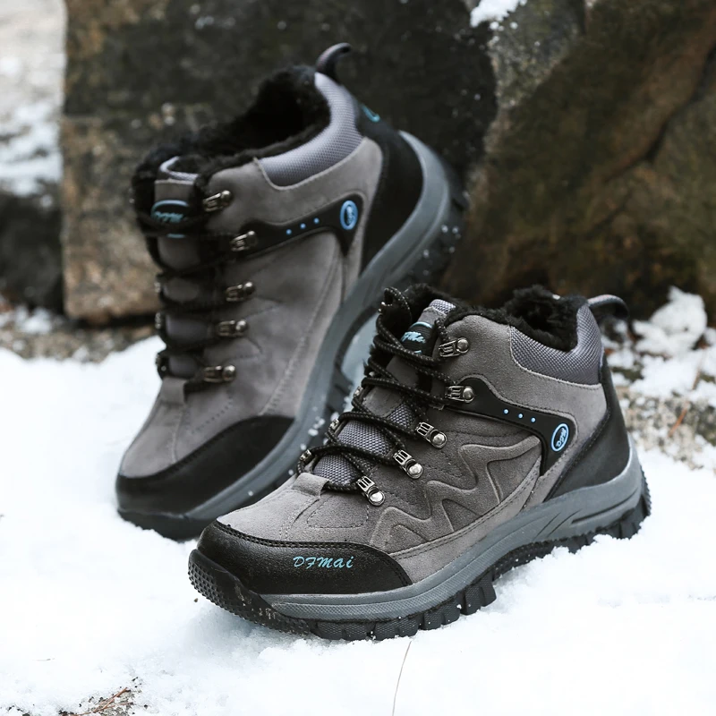 

Winter Warm Men's Velvet Safety Shoes Outdoor Sneaker Lace Up Shoes Rubber Boots Casual Work Boots Breathable Zapatos Hombre