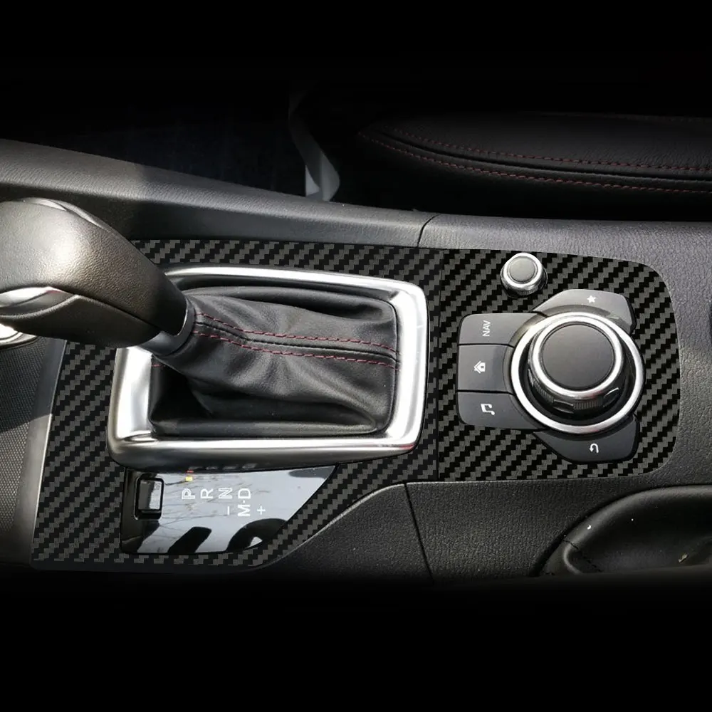

Fit For Mazda 3 Axela 2014 2015 2016 2017 Car Interior Gear Head Shift Knob Panel Cover Trim Sticker carbon fiber