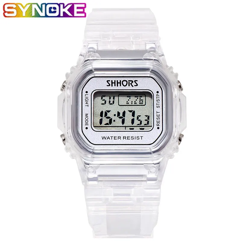 

Men Digital Watches Fashion Sports Waterproof Transparent Strap Wrist Watches Luminous Shock Resistant Alarm Clock for Students