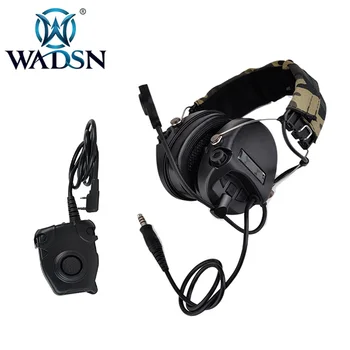 

WADSN Sordin Tactical Headset Noise Cancelling Softair Earphone With Push To Talk Peltor PTT Military Standard Plug Z111-Z112-BK