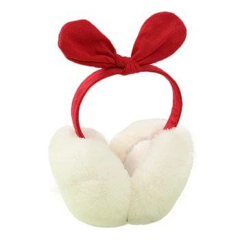 

Winter Suede Faux Fur Bow Earmuffs Warm Comfortable Folding Soft Plush Ear Cover For Women Girls Rabbit Ears Accessories Earflap
