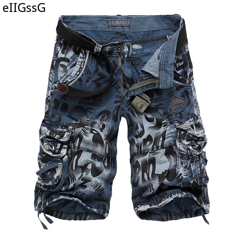 2021 Summer Fashion Trendy New Large Size 29-42 Loose Men's Military Overalls Beach Pants Army Fan Camouflage Shorts