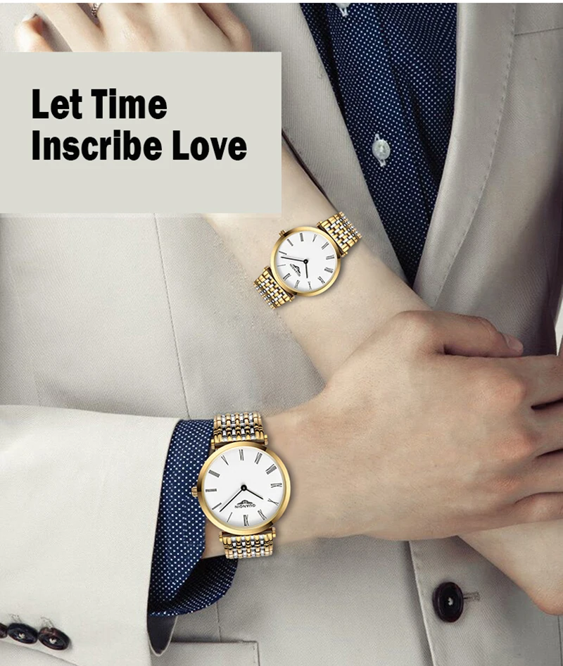 GUANQIN часы для пары, Топ бренд, Роскошные водонепроницаемые часы из нержавеющей стали, простые деловые кварцевые часы для мужчин и женщин, часы для влюбленных, подарок