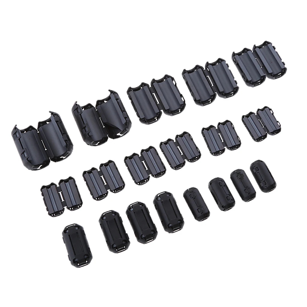 20Pcs Cable Clips Clip-on Ferrite Core Ring RFI EMI Anti-Noise Suppressor Filter