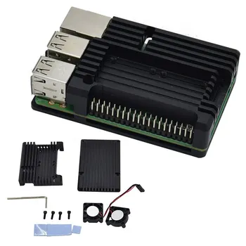 

For Raspberry Pi CNC Aluminum Alloy Case Shell Enclosure Cooling Fan Heat sink for Raspberry Pi 4 Model B 3B 3B+