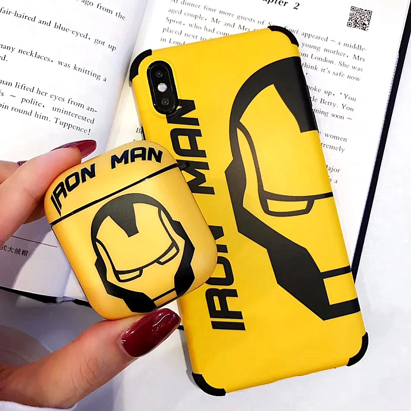 

New Fashion Silicone TPU Marvel Iron Man Headphone Cases For Apple Airpods 1/2 Soft Protective Earphone Cover Sleeve Accessories