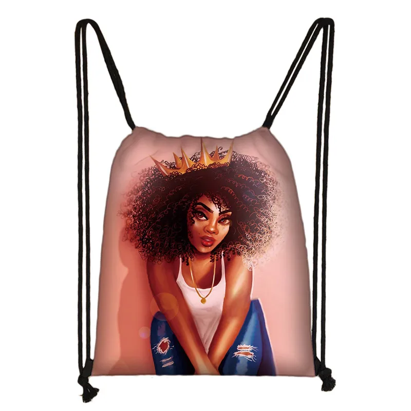 АФРИКАНСКАЯ ДЕВУШКА drawstring сумка модный Повседневный Рюкзак Женская дорожная сумка афро-коричневая сумка для девочек - Цвет: skdafr36