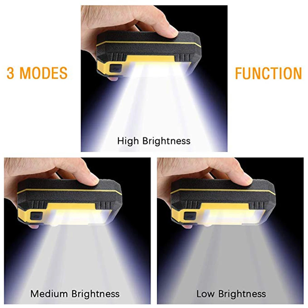 COB Work Light Portable LED Flashlight USB Rechargeable Adjustable Waterproof Camping Lantern Magnet hook with output