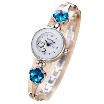

Rhinestone Round Dial Alloy Strap Quartz Wrist Watch Bracelet Fashionable ladies quartz watch