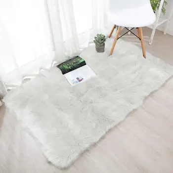 

Furry Rug Wool Carpet Mats Imitation Sheepskin Rugs Charm Faux Fur Non Slip Bedroom Shaggy Carpet Mats Dywan Futro #2N07