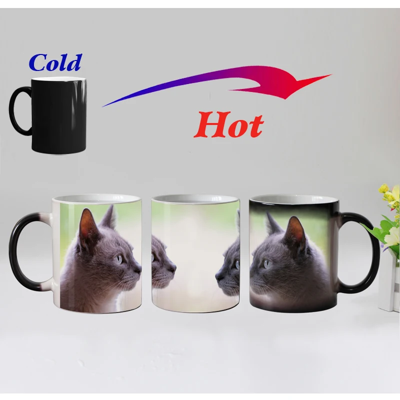 Забавная новинка керамическая кружка для кофе с животным и котом меняющая цвет