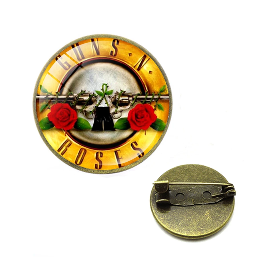 Новая мода пистолеты N Roses нагрудные булавки стимпанк стекло купол рок н ролл