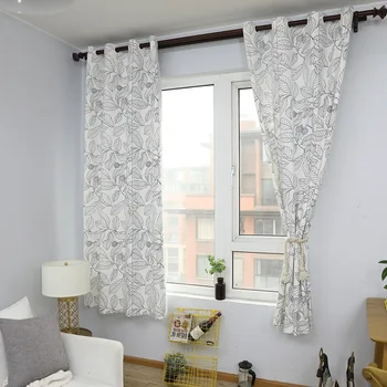 

Yaapeet 1pc Pretty Leaf Window Curtains Cotton Curtains High Quality Plant Window Drapes Pastoral Leaf Home Decor for Bedroom