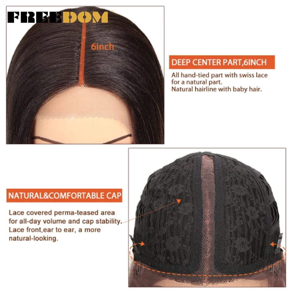 FREEDOM Synthetic Lace Wig 38 Inch Deep Part Long Straight Wig Ombre Pink Cosplay Wigs For Black Women lace front wig