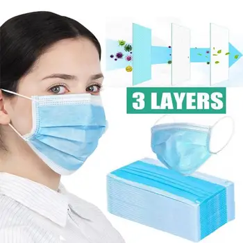 

Xiaomi 10/30/50 mask non-woven disposable mask anti-pollution protection health protection dustproof blue mask adult unisex