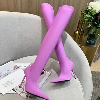 

Designer Clothes Women Ankle Boots Sexy Stiletto High Heels Long Boots Fashion Slip On Autumn Winter Boots Knife Stretch Boots