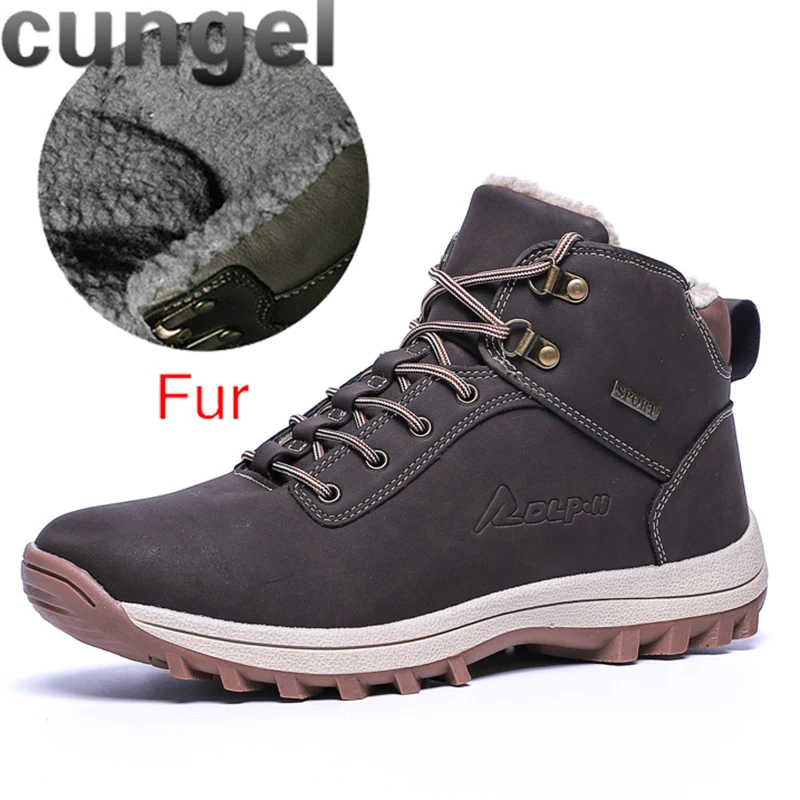 572-light brown CUNGEL/мужские кожаные ботинки для пешего туризма; модные зимние ботинки для пешего туризма; Мужская дышащая обувь на шнуровке; мужская повседневная обувь - Цвет: 572-light brown