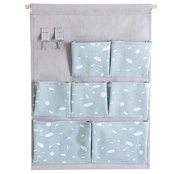 

Pouch Cotton Linen With Hook Home Wall Hanging Decorative Door Sundries 7 Pockets Storage Bag Organizer Bedroom Display Closet