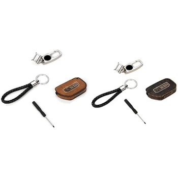 

2set Car Keys Cover Organizer Key Holder Bag for Jeep Wrangler JL 2018 2019 Key Case Key Holder Case Brown & Black