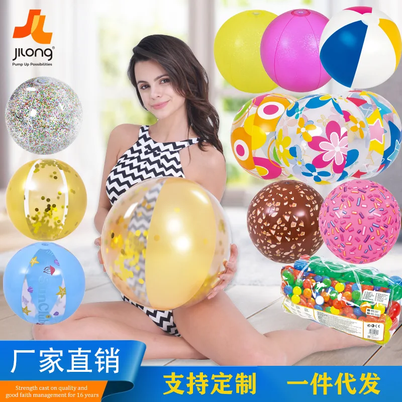 Glitter Confetti Water Play Beach Ball For Kids Fun Pool Toys Games Inflatable 
