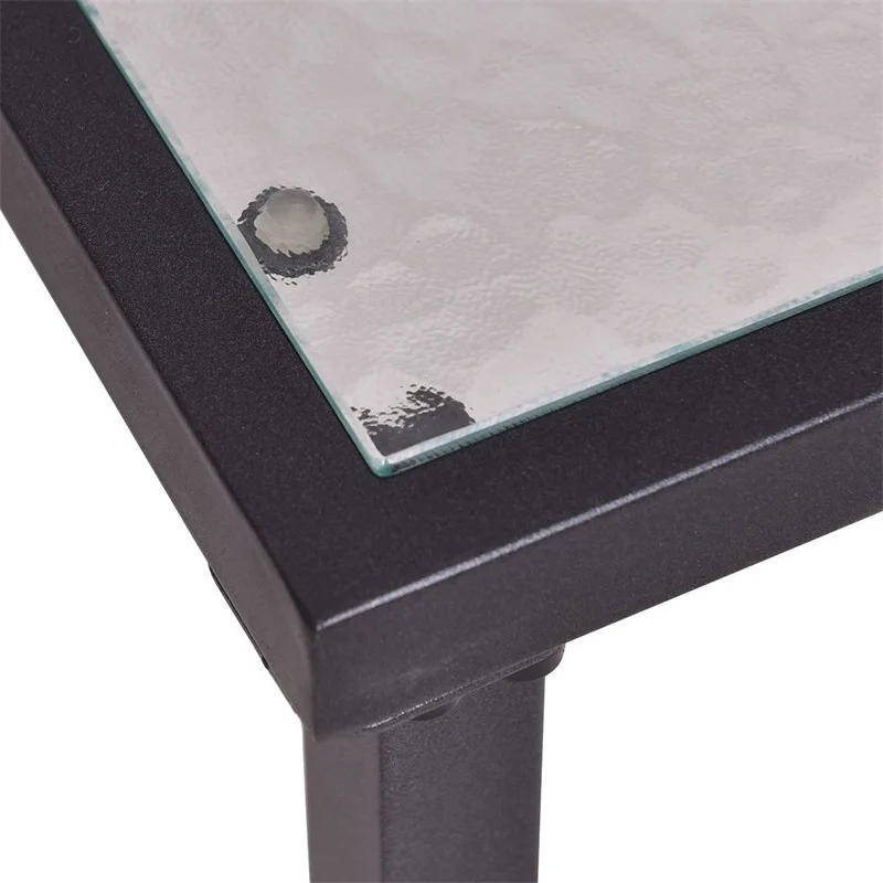 4 pcs Patio Steel Frame Coffee Table Furniture Set Sturdy Powder-coated Metal Frame Outdoor Furniture