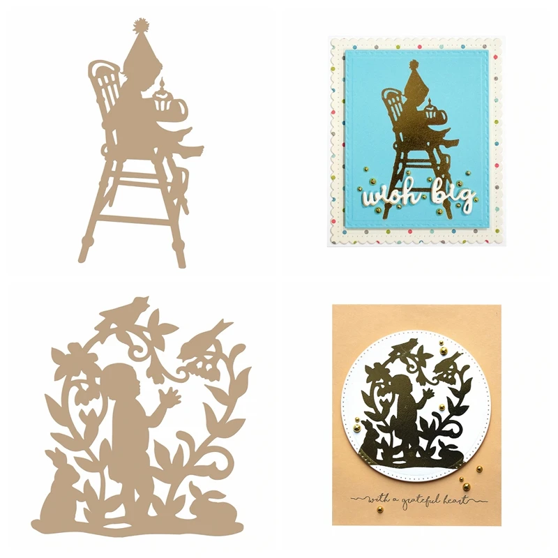 

Hot Foil Plates Playing Birthday Boy Animal Chair Metal Cutting Dies Scrapbook Craft Cards Making DIY Photo Album Stencils 2019