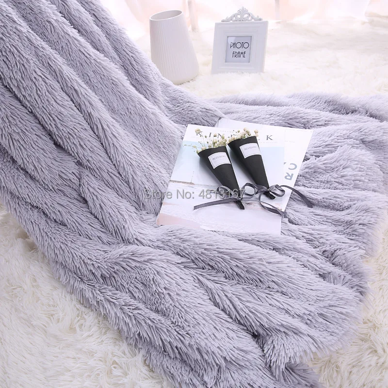 

Shaggy Faux Fur Blanket Ultra Plush Throw Blanket Warm Soft Fluffy Sherpa Blankets Sofa Bed Office Children Travel Cover Blanket