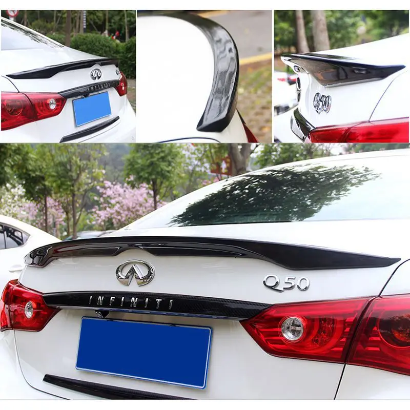 

Black Car Real Carbon Fiber Trunk Spoiler Wing Rear Spoiler Wing OE Style For INFINITI Q50 Q50S 2014-2017