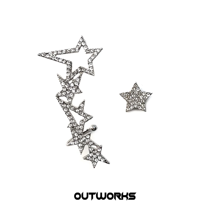 Женские асимметричные серьги-клипсы Outworks винтажные креативные серьги из серебра