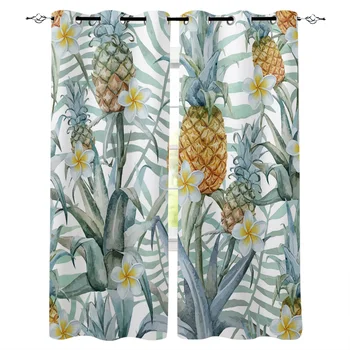 

Tropical Fruit Pineapple Flower Plumeria Curtains for Windows Drapes Blinds Printing Curtain For Living Room Bedroom Home Decor