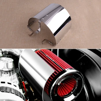 

DWCX Silver Stainless Steel Universal 2.5"-3.5" Air Intake Filter Heat Shield Cover Protector Compartment