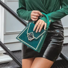 Simplee Элегантная вышивка женская сумка через плечо Твердые офисные женские ретро кожаные сумки Кнопка женская шикарная осенняя геометрическая сумка