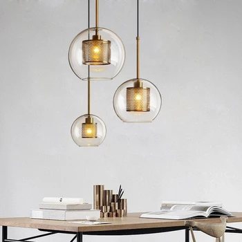 

Loft Modern Pendant Light Glass Ball Hanging Lamp Kitchen Light Fixture Dining Hanglamp Living Room Luminaire