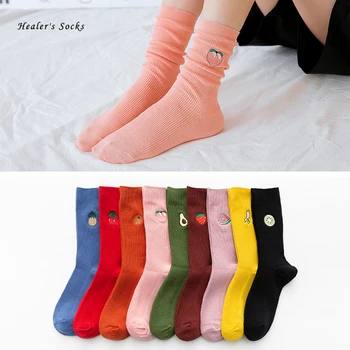 

Hot Fruit Fashion Women Socks Cotton Color Banana Avocado Kiwi Loose ladies Funny Happy Soft Cute Casual Weed Girls Tube Socks