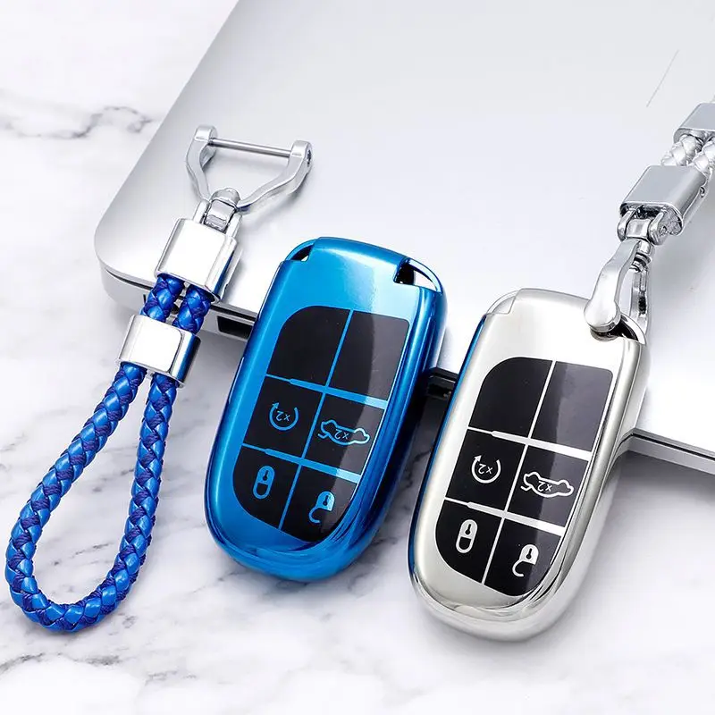 

Soft TPU car key case For Jeep Grand Cherokee Compass Patriot Dodge Journey Chrysler 300C Remote Shell case Keychain Protect Bag