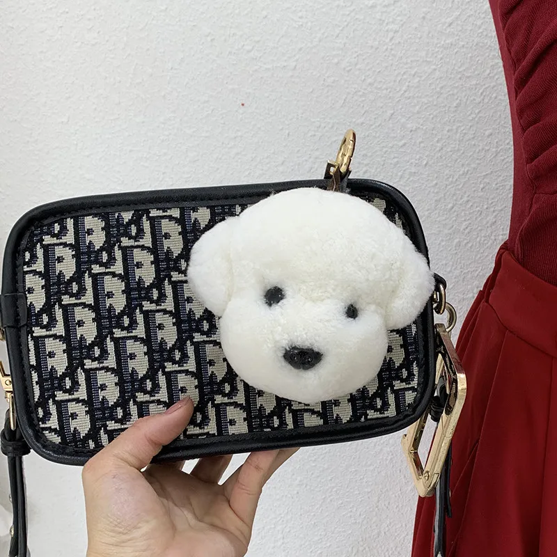 Real Lamb Fur Little White Dog Bichon Keychain Pendant Teddy Doll Backpack  Accessories Female Bag Decoration - Stuffed & Plush Animals - AliExpress