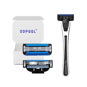 

DDPGGL Man Manual Body Wash Shaver Razor Blade 5 Layer and 3 Layer Shaving Razor with Trimmer Blade Safety Replaceable Razor