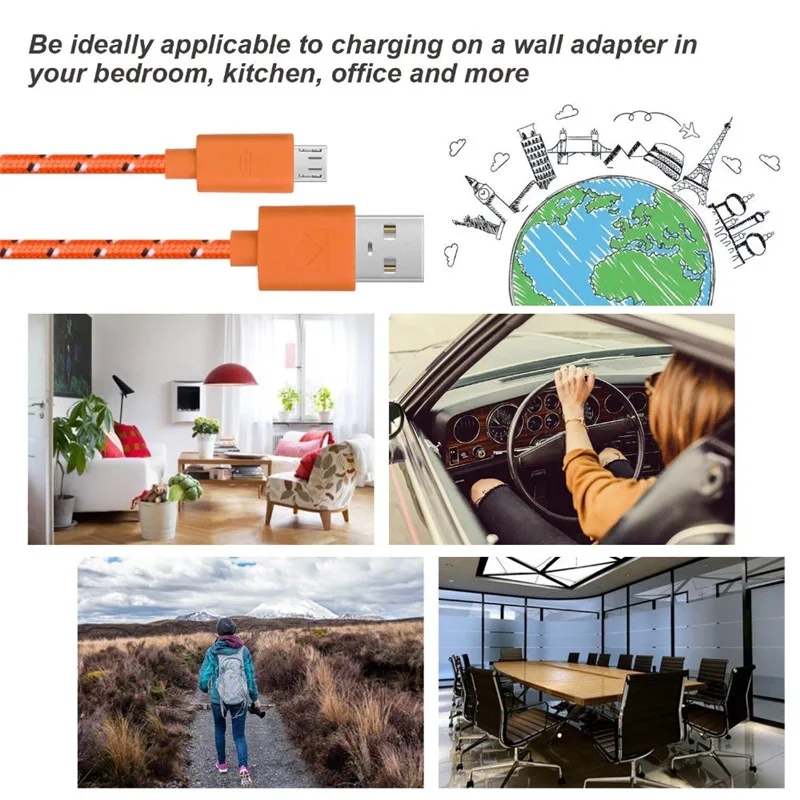Nylon Braided Micro USB Cable 0.5m/1m/2m/3m Data Sync USB Charger Cable For Samsung Huawei Xiaomi Tablet Android Phone Cables Nylon Braided Micro USB Cable 0.5m/1m/2m/3m Data Sync USB Charger Cable For Samsung Huawei Xiaomi Tablet Android Phone Cables